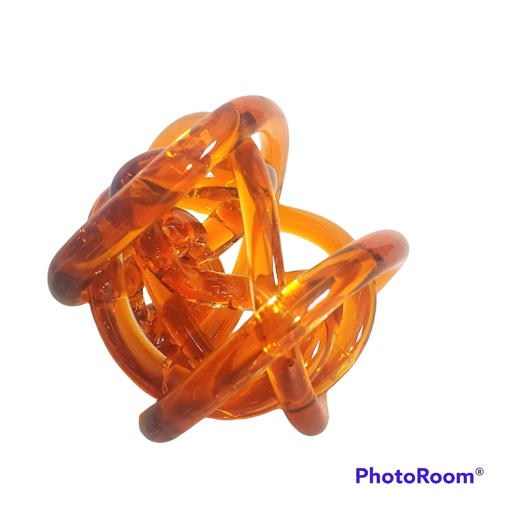 Twisted Murano Style Infinity Glass Rope Knot Table Art Display
